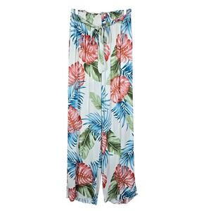See You Monday Tropical Floral Wide Leg Palazzo Pants Womens S NWT Summer Boho